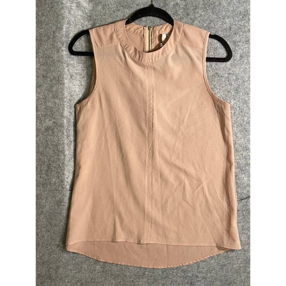 Paper Crane Womens Blush Pink Sleeveless High Low Blouse Back Zip Top Small